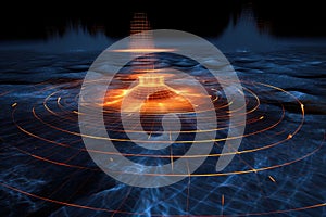 3d render of quantum radar scanning waves