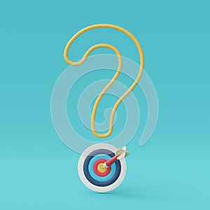 3d render of question mark with dartboard and arrow photo