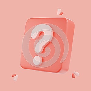 D render Question mark speech bubble icon. Message box with question sign