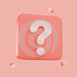 D render Question mark speech bubble icon. Message box with question sign