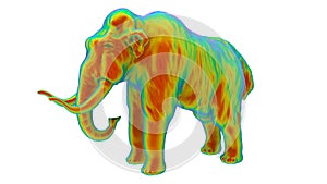 3D render - rainbow colored wooly mammoth