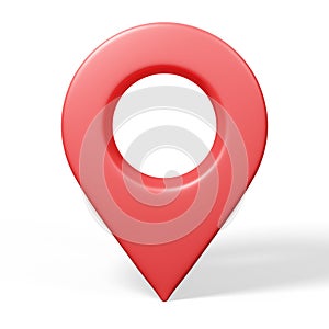 3D render red pin map location pointer icon