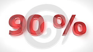 3D render red text 90 percent off