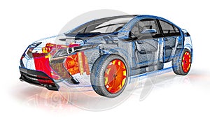 Engine scan in an wire frame car