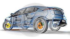 Engine scan in an wire frame car