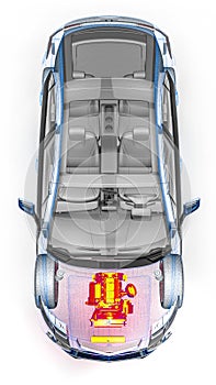 Engine scan in an wire frame car