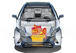 Engine scan in an wire frame car