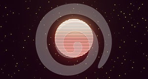 Retro wireframe poster with geometric object