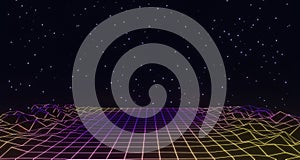 3d render, retro wireframe poster with geometric object