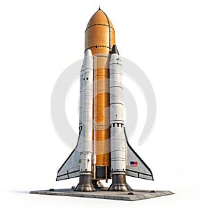 Rocket 3D render isolated on white background