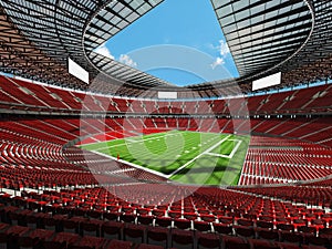 3D render of a round american football stadium with read seats