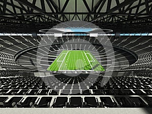 3D render of a round football stadium with black seats