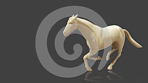 3D Render Running horse sculpture Model on Dark Grey background.