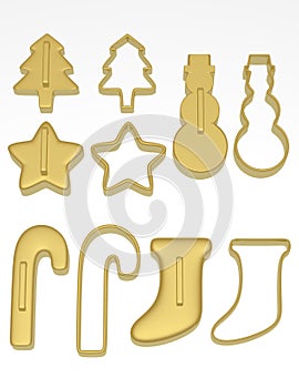 3d Render of a Set of Christmas Cookie Cutters