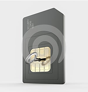 3d render of simcard protection concept, isolated white