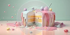 3d render of a sliced cake