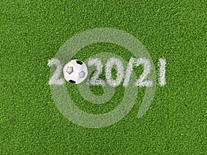 Soccer ball within the dates 2020/2021. Concept for the soccer / football season 2020/2021 photo