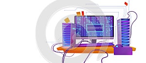 3D render software testing concept with computer