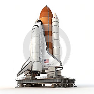 Space shuttle 3D render isolated on white background
