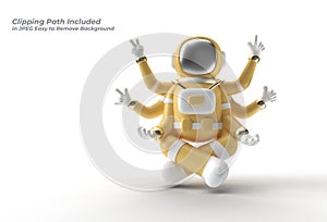 3d Render Spaceman Astronaut Yoga Gestures Pen Tool Created Clipping Path Included in JPEG Easy to Composite