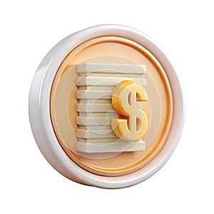 3D Render of a Stack of Bills with a Dollar Sign