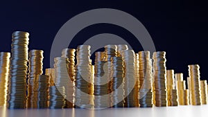 3D render of stacked coins - shalow focus photo