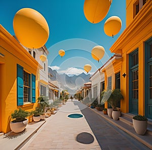 3D render of a street in the old town of Leh, Ladakh, India