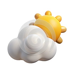 3d render of sun and cloud isolated on white background