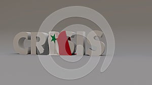 Syrian flag on crisis lettering