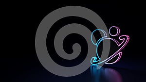 3d glowing neon symbol of symbol of solar system isolated on black background photo