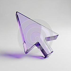 Translucent Purple Glass Computer Mouse Cursor Icon on White Background pointer arrow