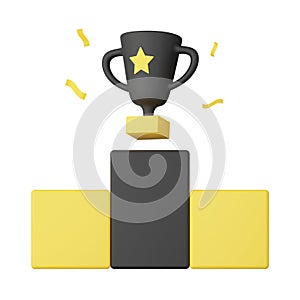 3d render trophy icon isolated on white background