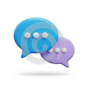 Two 3D Speech Bubbles with Dots on a White Background chat communication