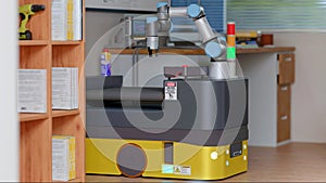 3D computer Generated image: COBOT and AGV in LAB