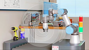 3D computer Generated image: COBOT and AGV in LAB