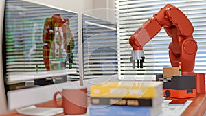 3D render: COBOT and model of AGV in LAB