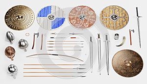 3d Render of Viking Objects Collection