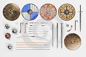 3d Render of Viking Objects Collection