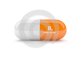 3d render of vitamin B3 pill over white photo