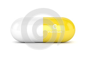 3d render of vitamin C pill over white photo