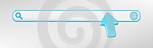 3d render web search site bar with arrow cursor