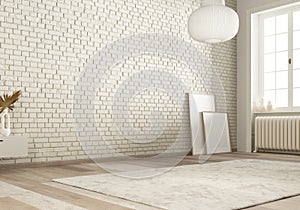 3d Render of white brick empty space