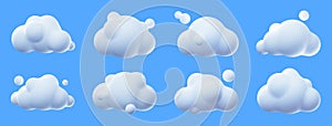 3d render white clouds, fluffy spindrift eddies photo