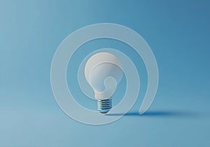 3D Render of White Light Bulb on a Blue Background Symbolizing Idea