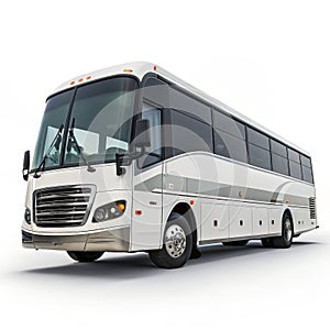 3D Render of White Motorcoach Bus Side View,Transportation, Travel Bus,Motorcoach