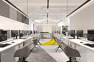 3d render of modern open office