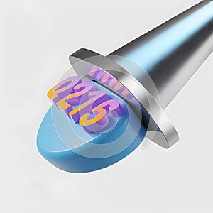 3d Render of Year 2215 in Blue Silver