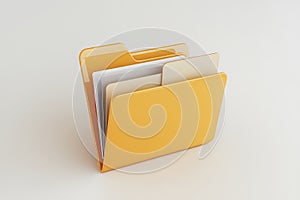 A 3D Render of a Yellow File Folder with Documents photo
