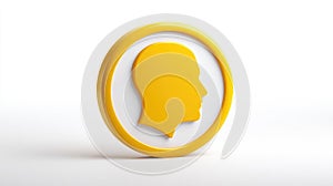 Yellow Circle Profile Icon: 3D Render of a Head Silhouette