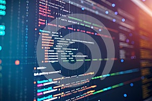 Abstract Technology Background with Coding and Binary Data